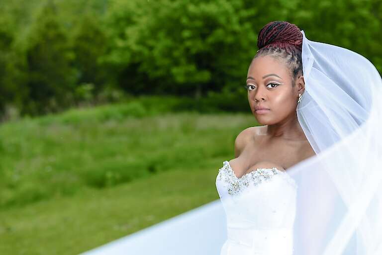 Bridal portrait in natural scenery, taken by fine art wedding photographer Mark David Justo, specializing in timeless images